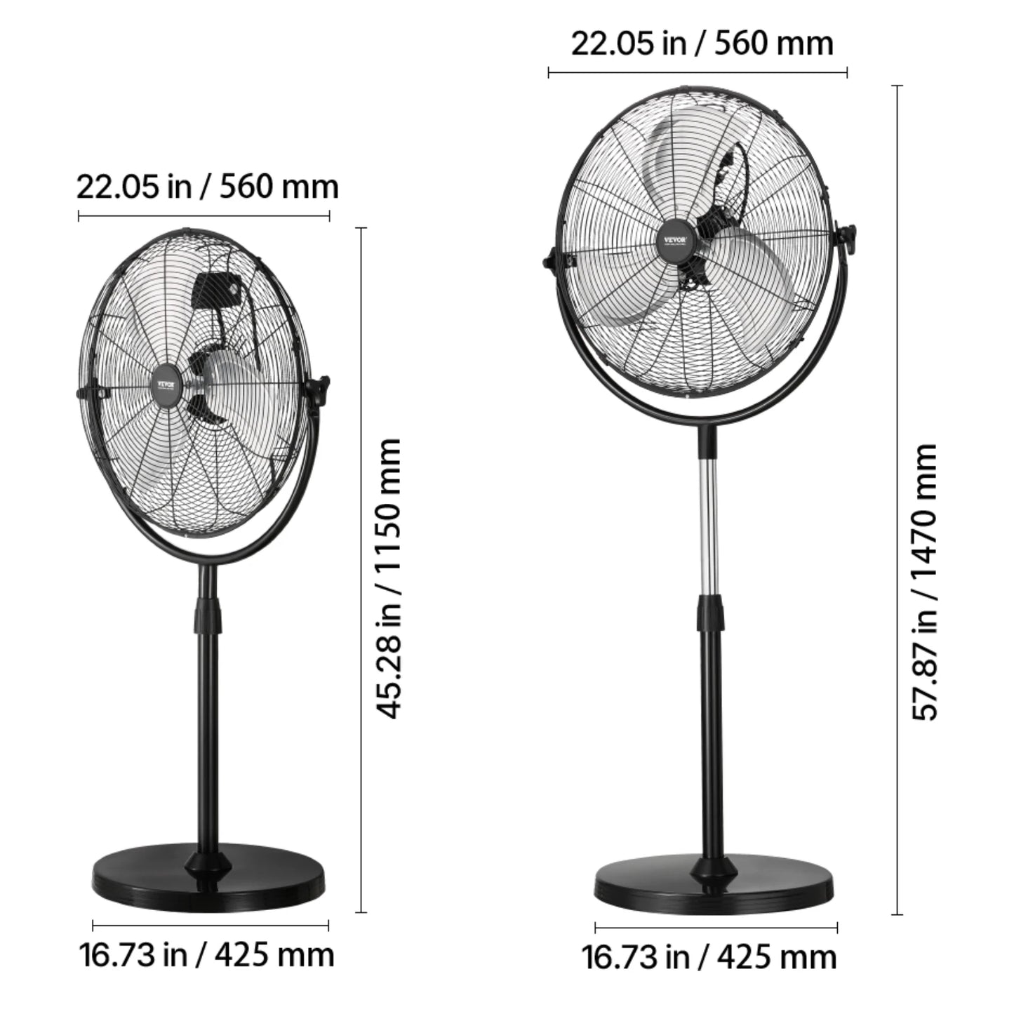 SucceBuy Industrial Pedestal Fan 85 Degree Oscillating 3 Speed Remote
