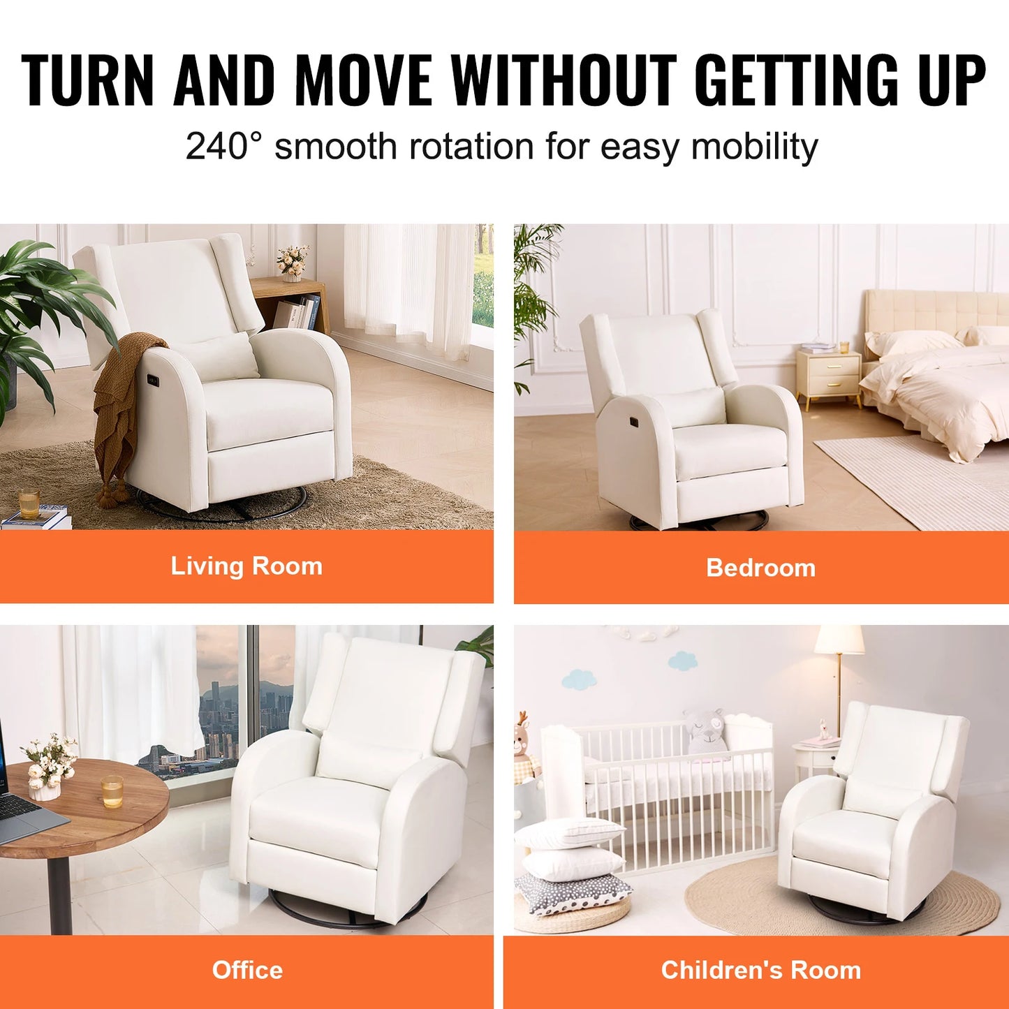 SucceBuy Power Recliner And Swivel Glider With USB Port