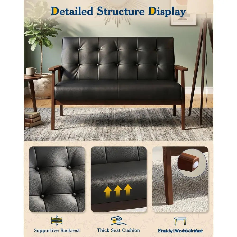 Contemporary Four Piece Leather Sofa And Loveseat Chair Set