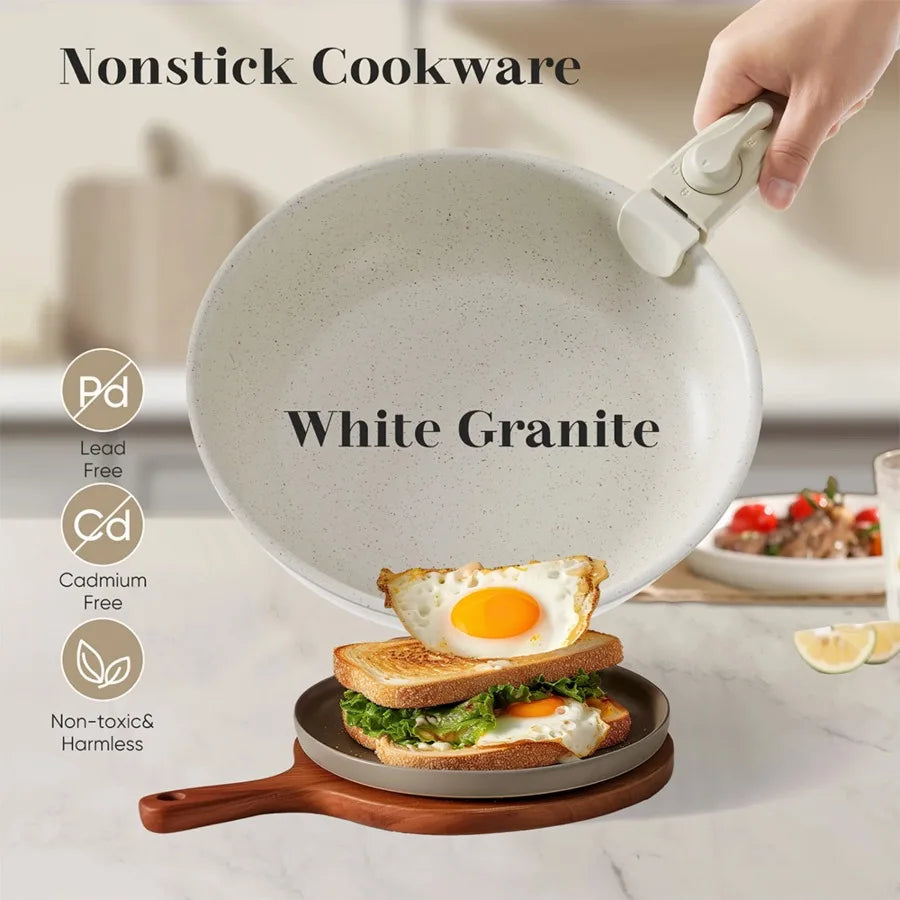 EDX Nonstick Cookware Set With Pots Pans And Detachable Handles