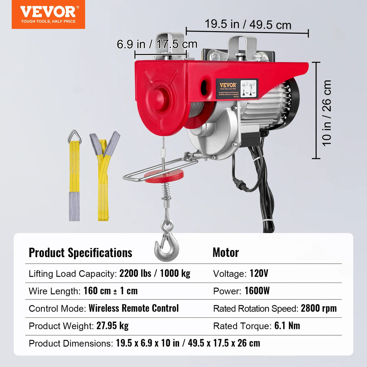 SucceBuy Wireless Electric Hoist Steel Wire Winch for Garage Use