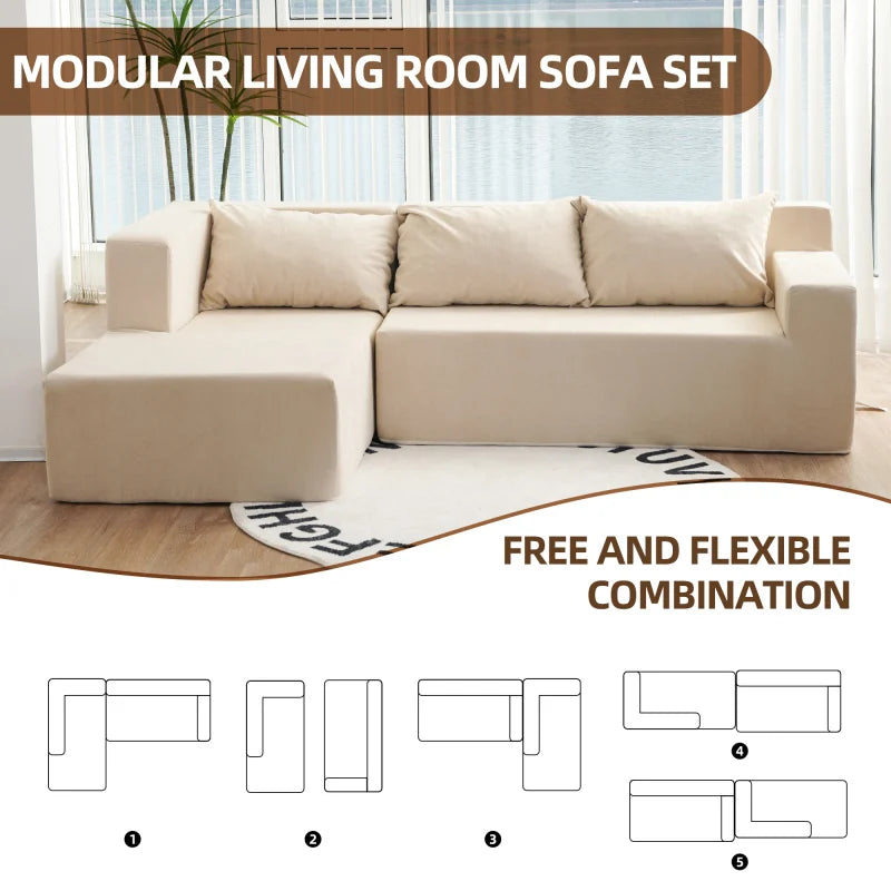 Velvet L Shape Sofa Cover Set With Anti Slip Pillowcases
