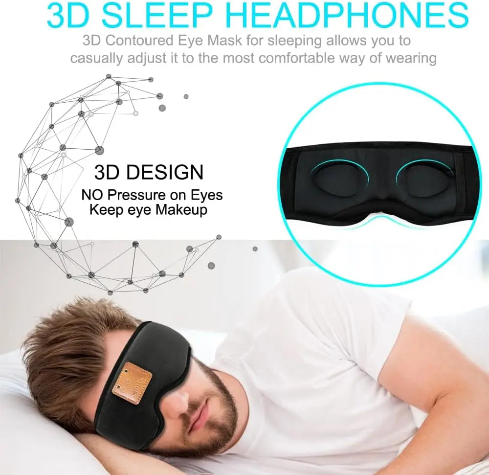 3D Sleeping Eye Mask With Built In Sponge Speakers Headphones
