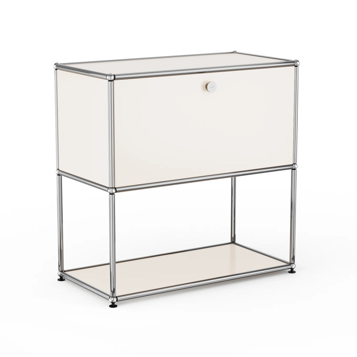Modern Modular Metal Nightstand With Two Tier Open Storage Cabinet