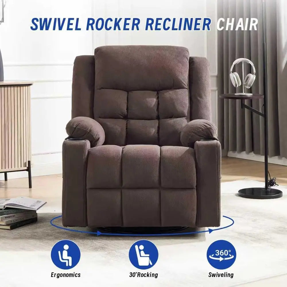 Swivel Recliner Chair With Massage And Heat For Adults