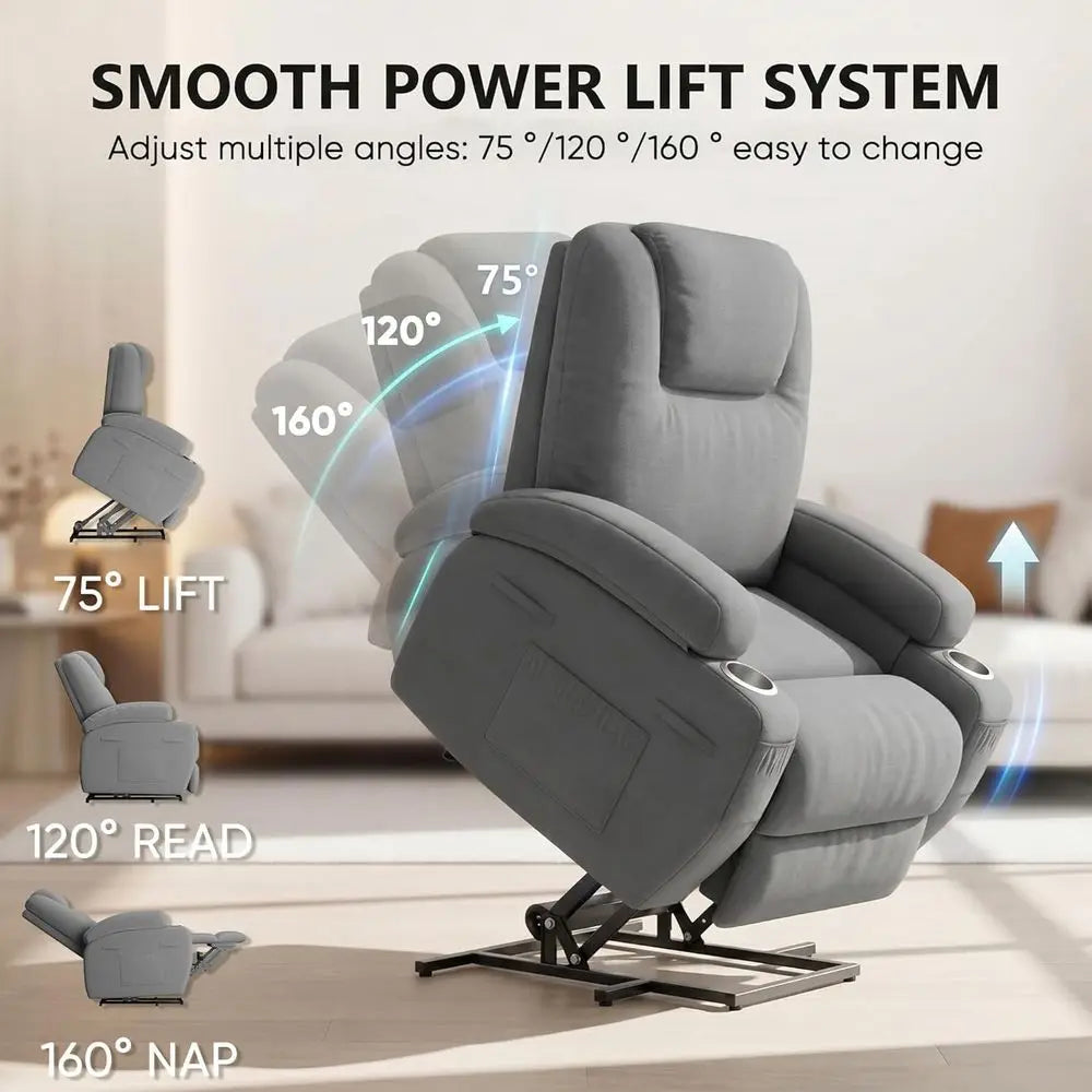 Power Lift Chair Massage Recliner With Cup Holders And Remote Control