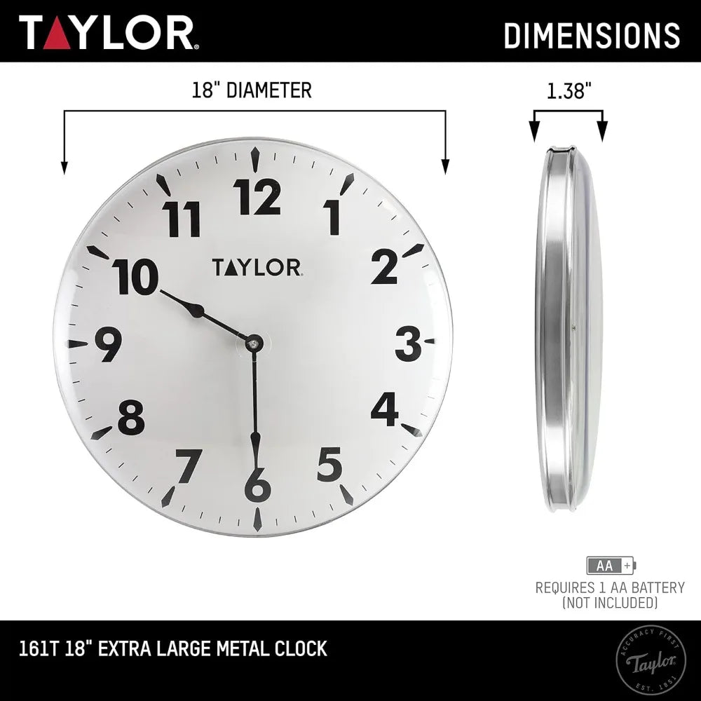 Indoor Outdoor Metal Wall Clock With Thermometer And Large Numbers