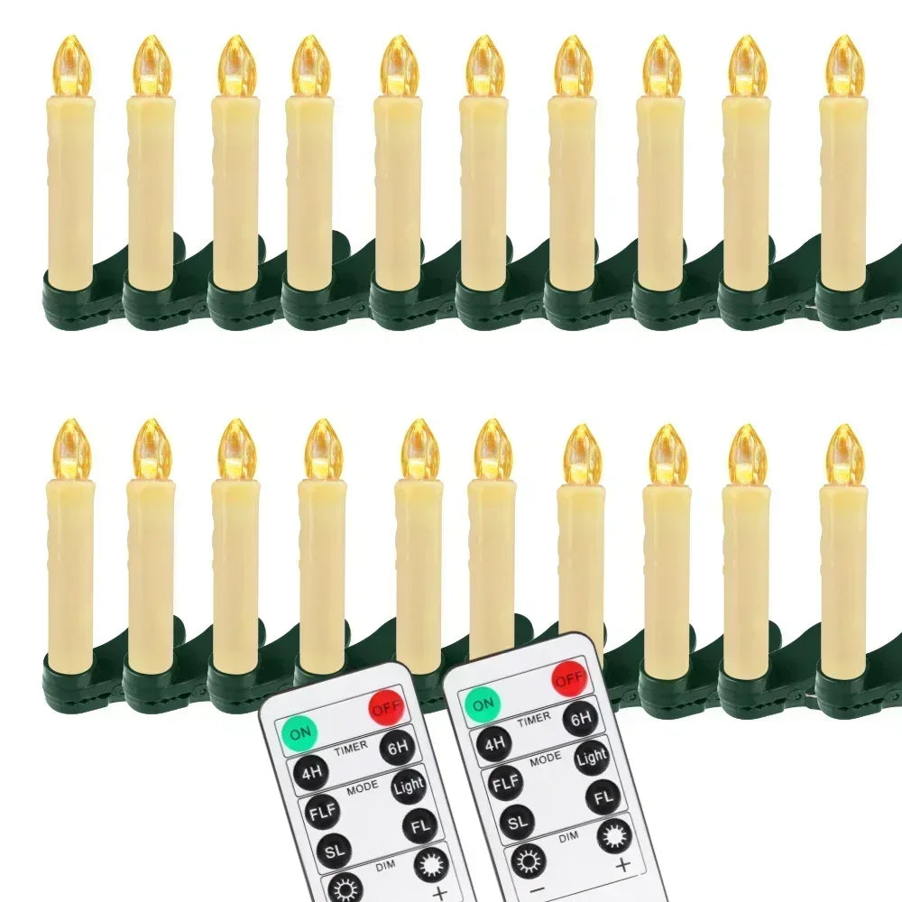 Clip On LED Flameless Taper Candles With Remote Timer