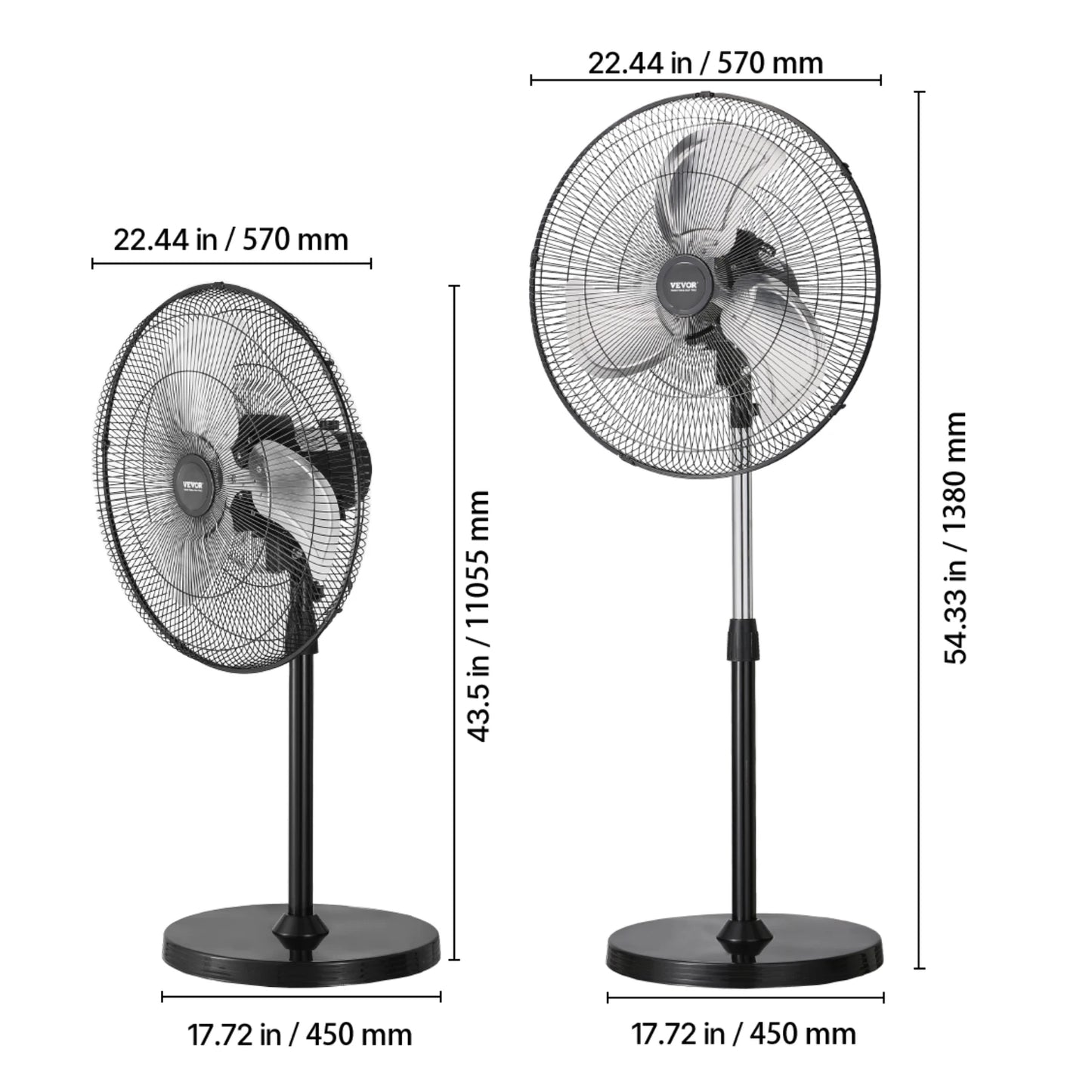 SucceBuy Industrial Pedestal Fan 85 Degree Oscillating 3 Speed Remote