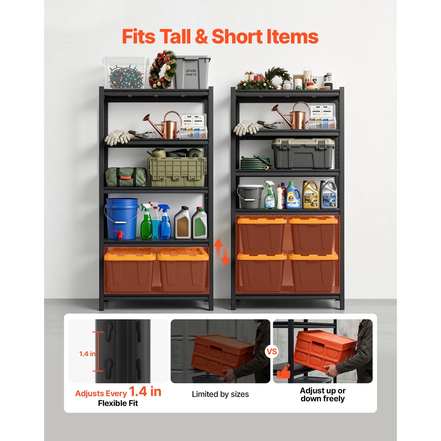 SucceBuy 4/5-Tier Adjustable Garage Storage Shelves Utility Rack