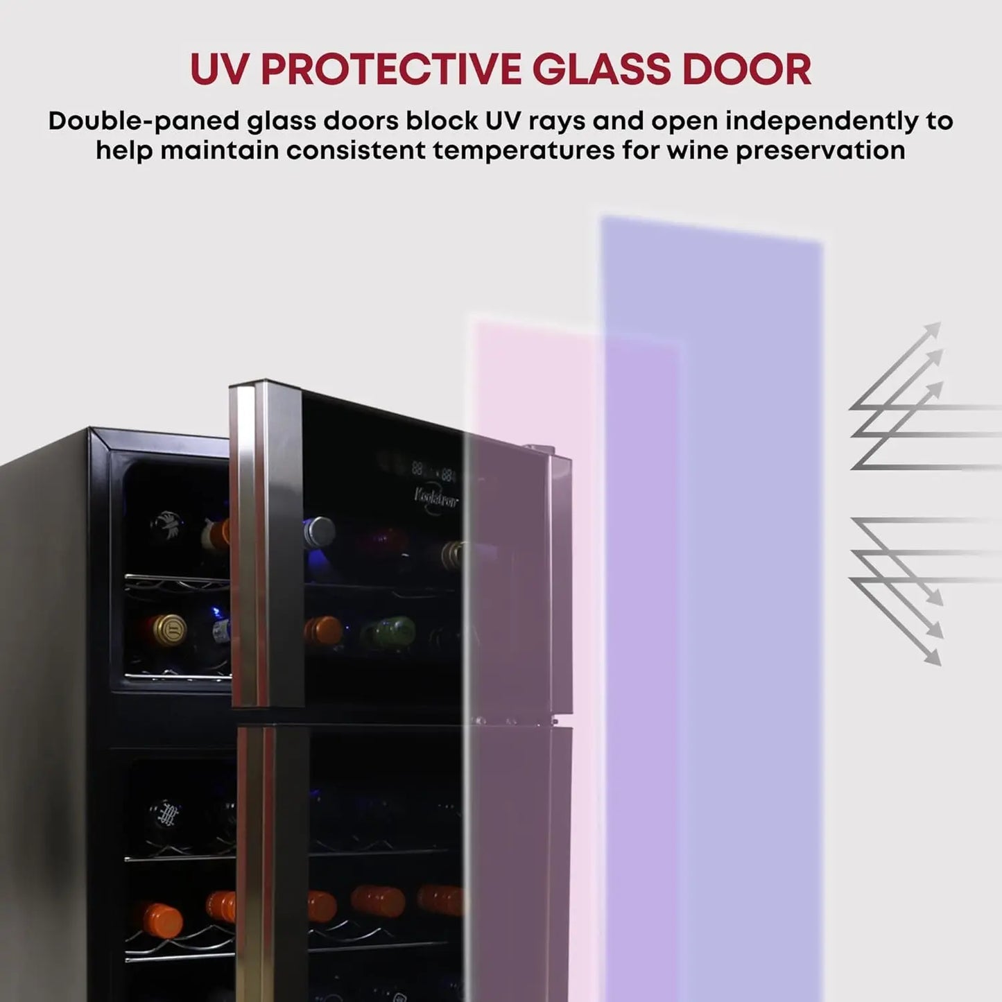 XMSJ Dual Zone Wine Cooler With Glass Door Digital Temperature