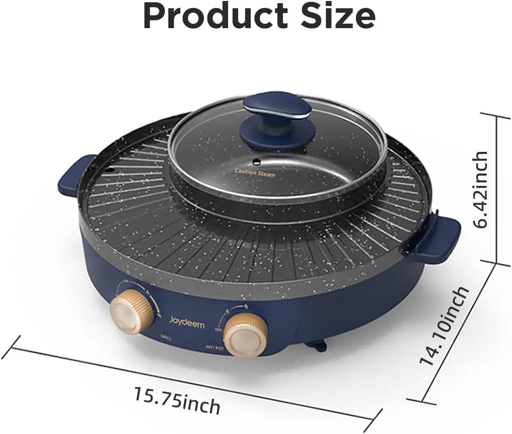 XMSJ 2-In-1 Electric Grill And Shabu Shabu Hot Pot Indoor