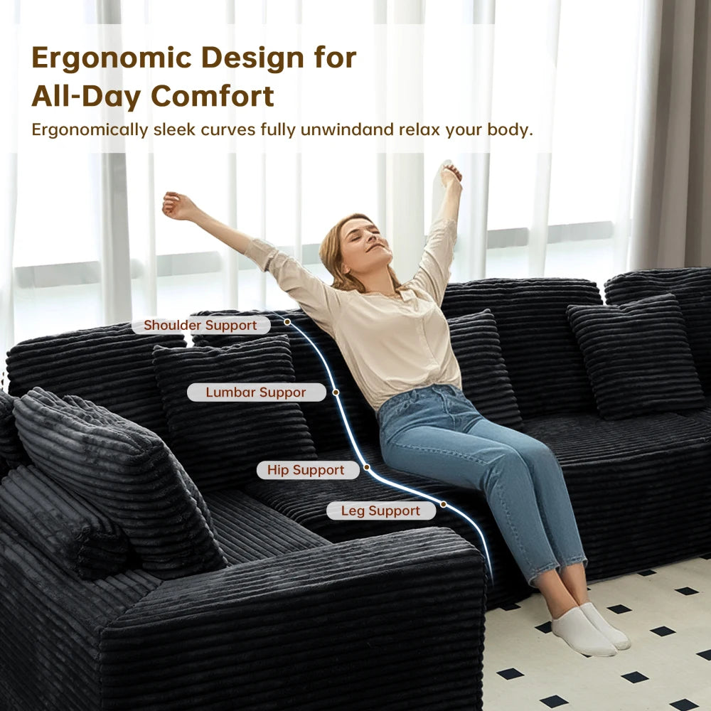 Modular U Shaped Sectional Sofa 6 Seater With Reversible Design
