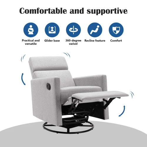 Modern Upholstered Rocker Glider Chair With Swivel Recliner