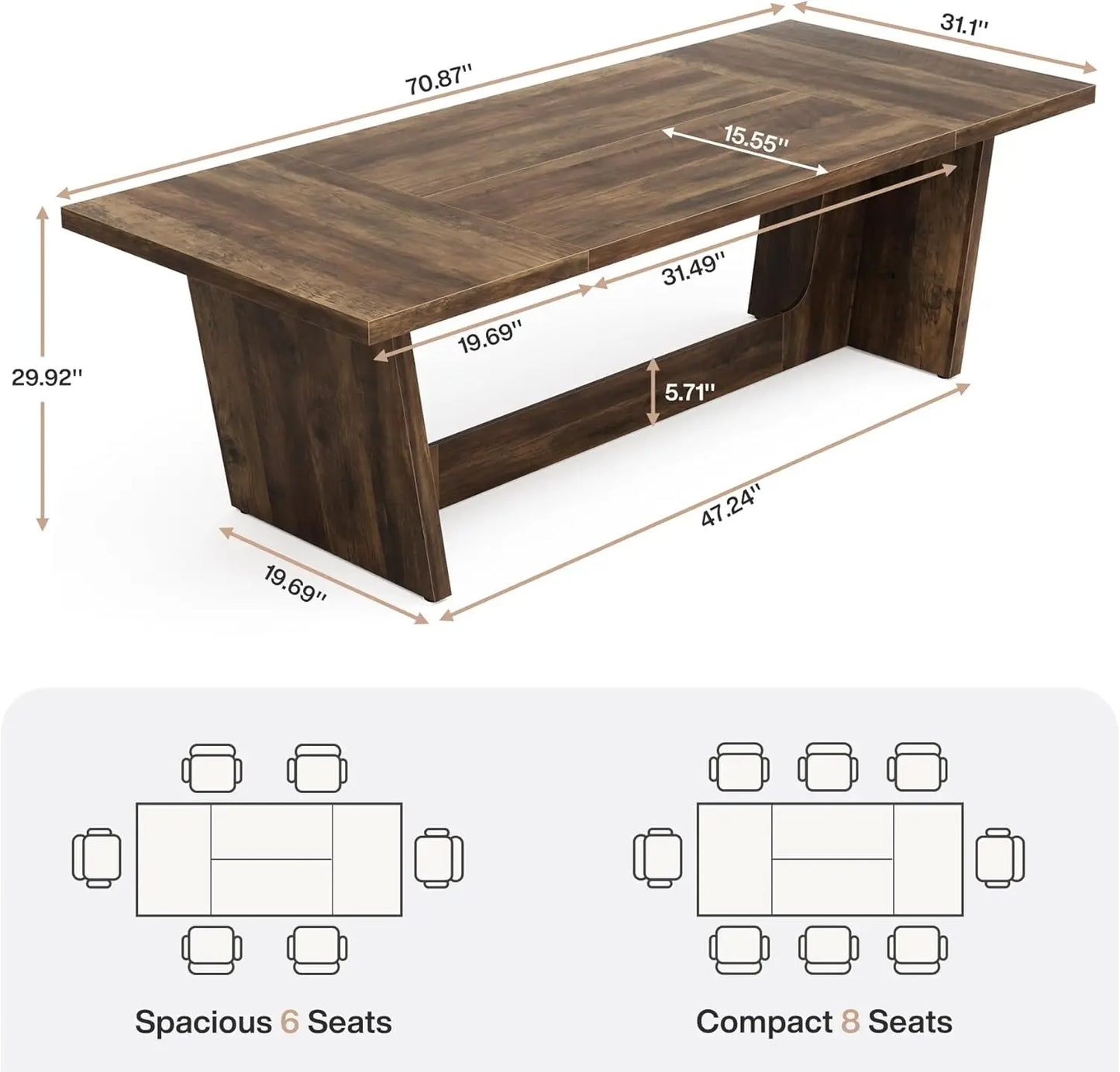 Little Tree Farmhouse Dining Room Table Rectangular With Solid Pedestal