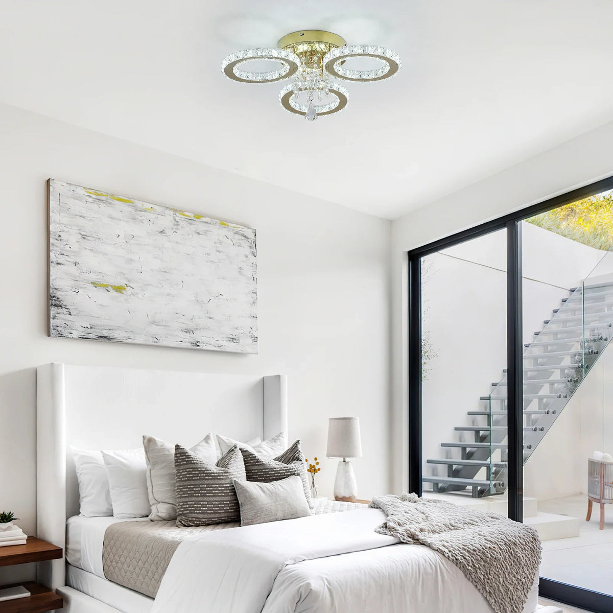 Vetrulus Modern Crystal Led Ceiling Light For Living Room