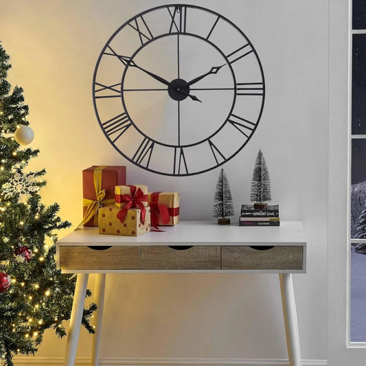 Modern Industrial Wall Clock With Bold Analog Numerals For Living Room