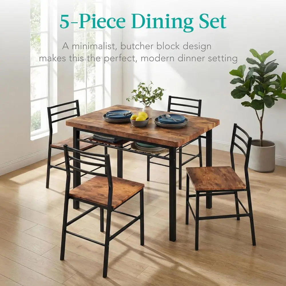 Ticify Dining Set With Table And Four Chairs Storage Rack