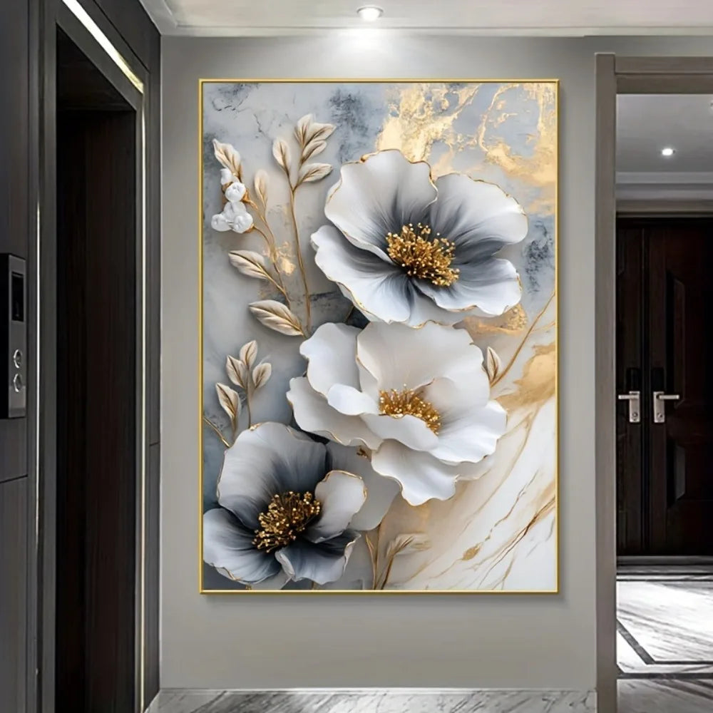 Modern Luxury Floral Canvas Mural Framed Wall Art Decor