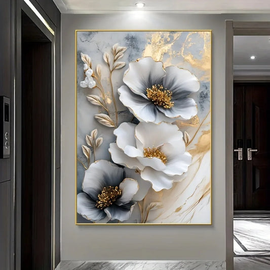Modern Luxury Floral Canvas Mural Framed Wall Art Decor