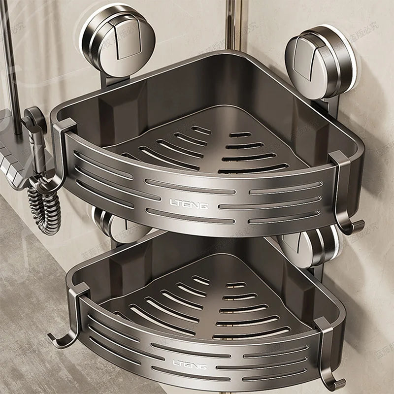 Triangle Bath Caddy With Suction Cups Stainless Steel Bathroom Organizer