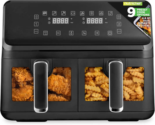 XMSJ Dual Zone Air Fryer With Transparent Window 9in1 Presets