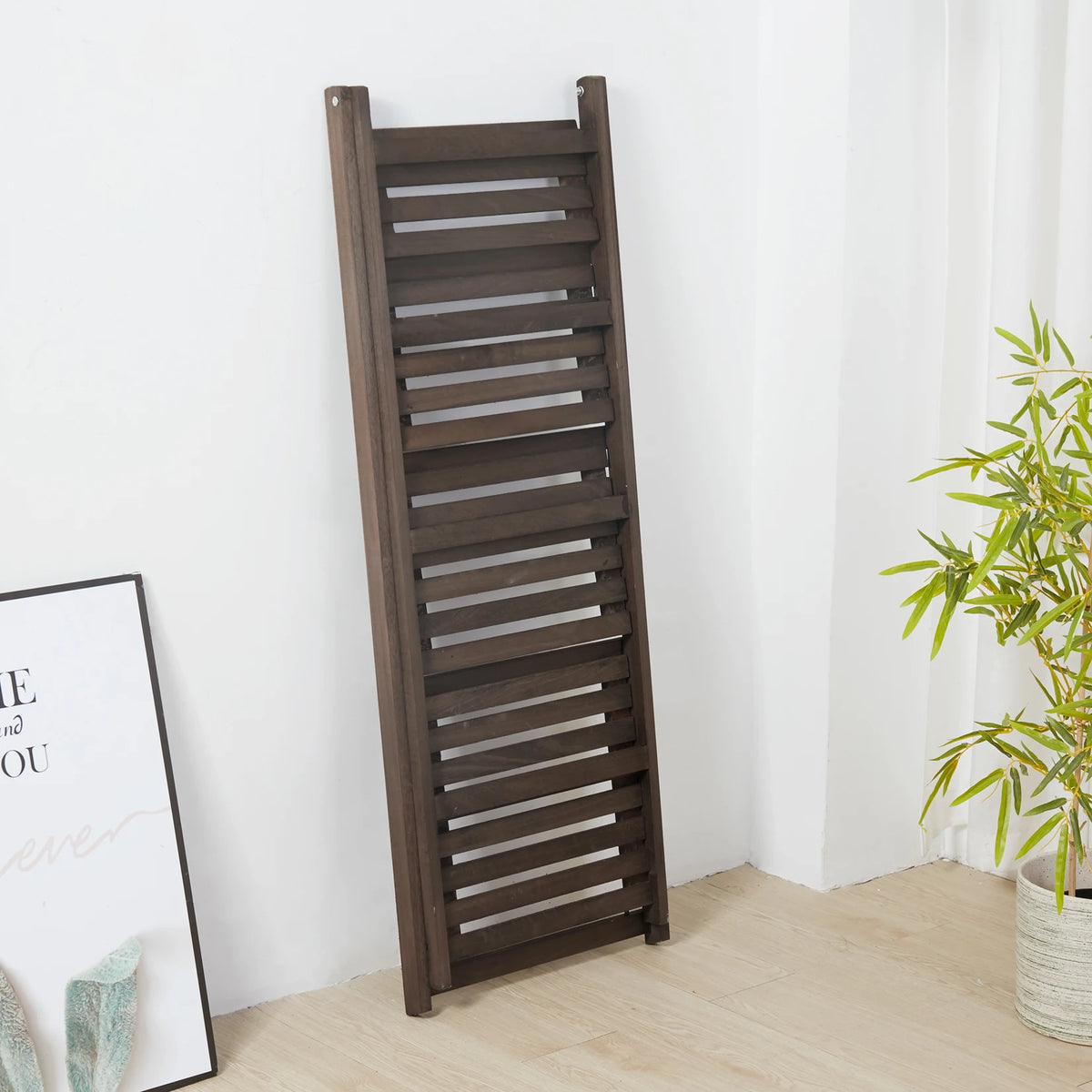Folding Wooden 4 Tier Ladder Shelf Storage Bookcase