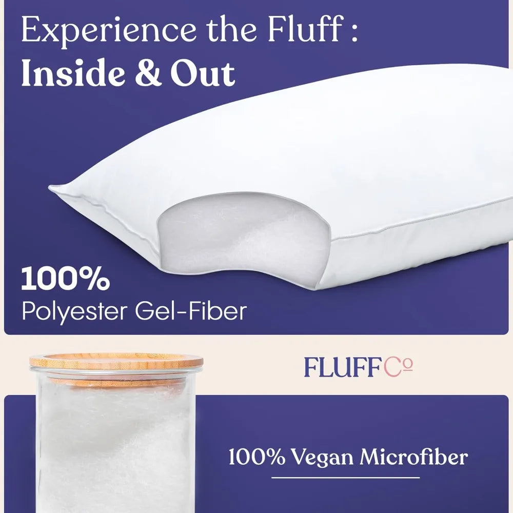 FluffCo Down Alternative Pillows Set of 2 With Cooling Surface