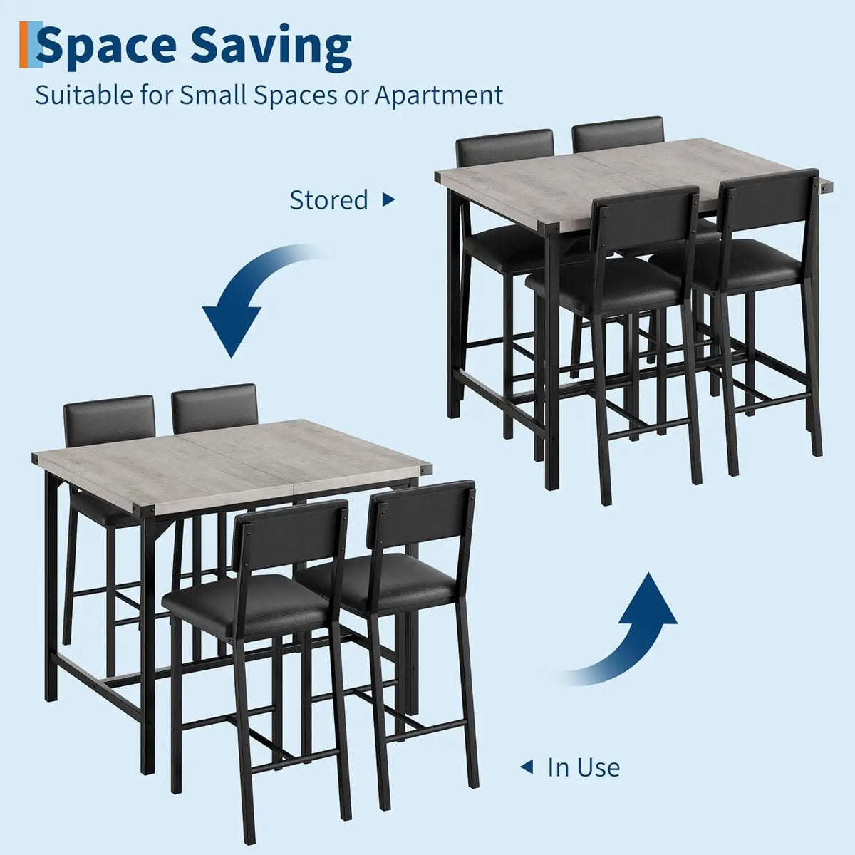 HiMISS Modern Dining Table Set with Upholstered Chairs