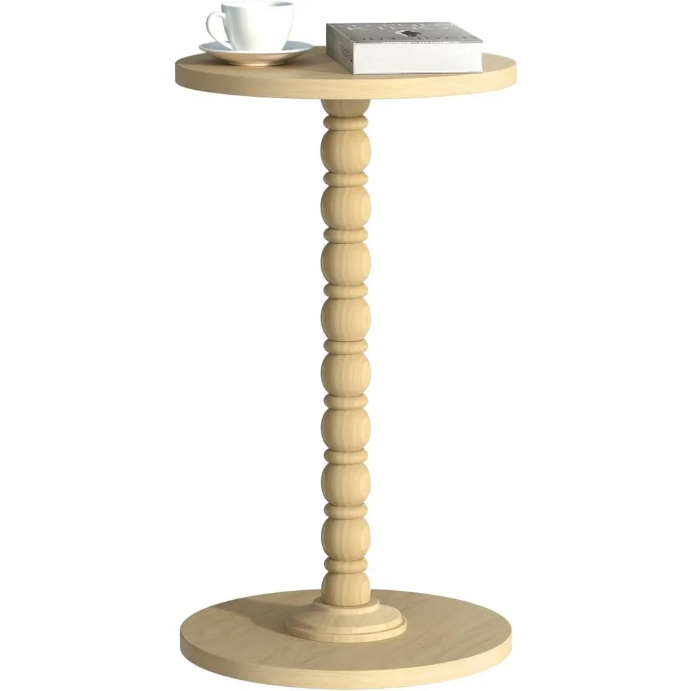 NBVCX Small Round Wood Leg Pedestal Side Table Living Room