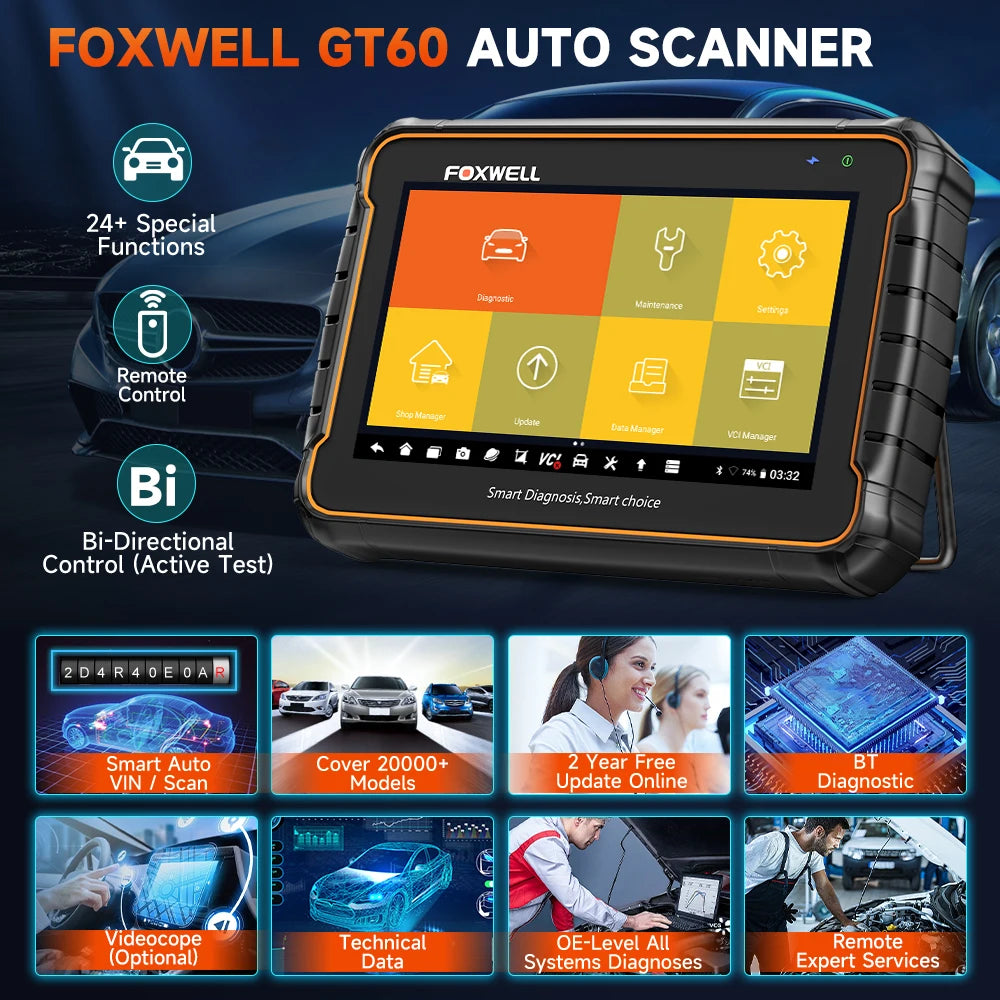 FOXWELL GT60 Bidirectional OBD2 Automotive Diagnostic Scanner With TPMS