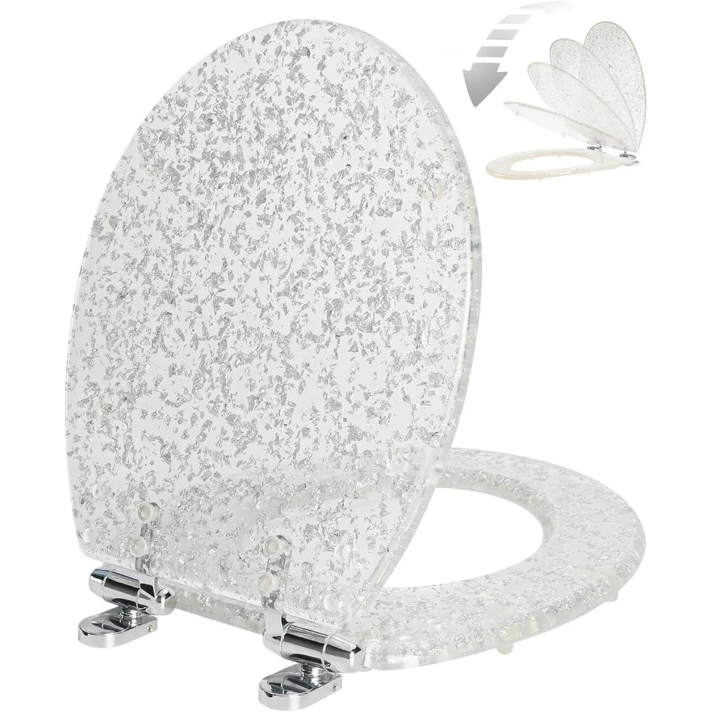 XMSJ Resin Toilet Seat Round With Adjustable Hinges Soft Close