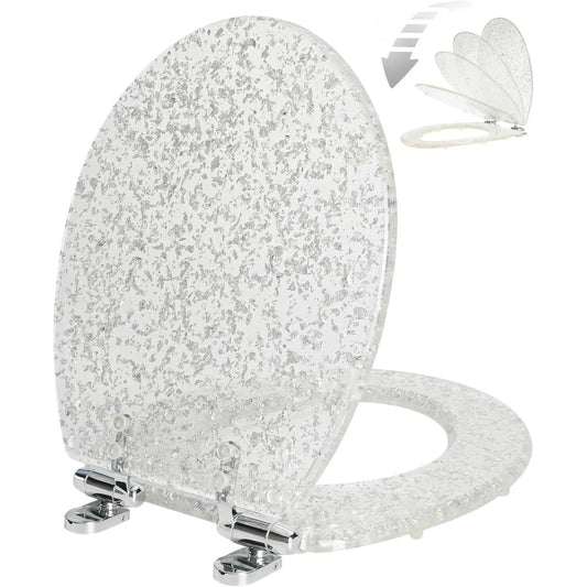 XMSJ Resin Toilet Seat Round With Adjustable Hinges Soft Close