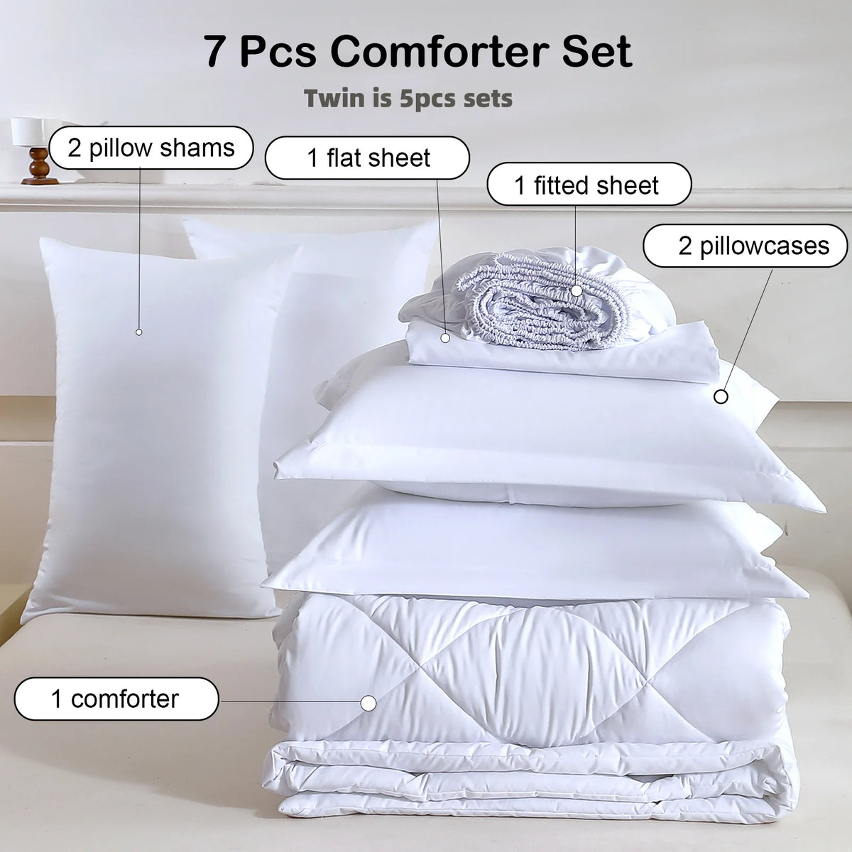 EasYum Brushed Polyester Quilted Bedding Set With Sheets