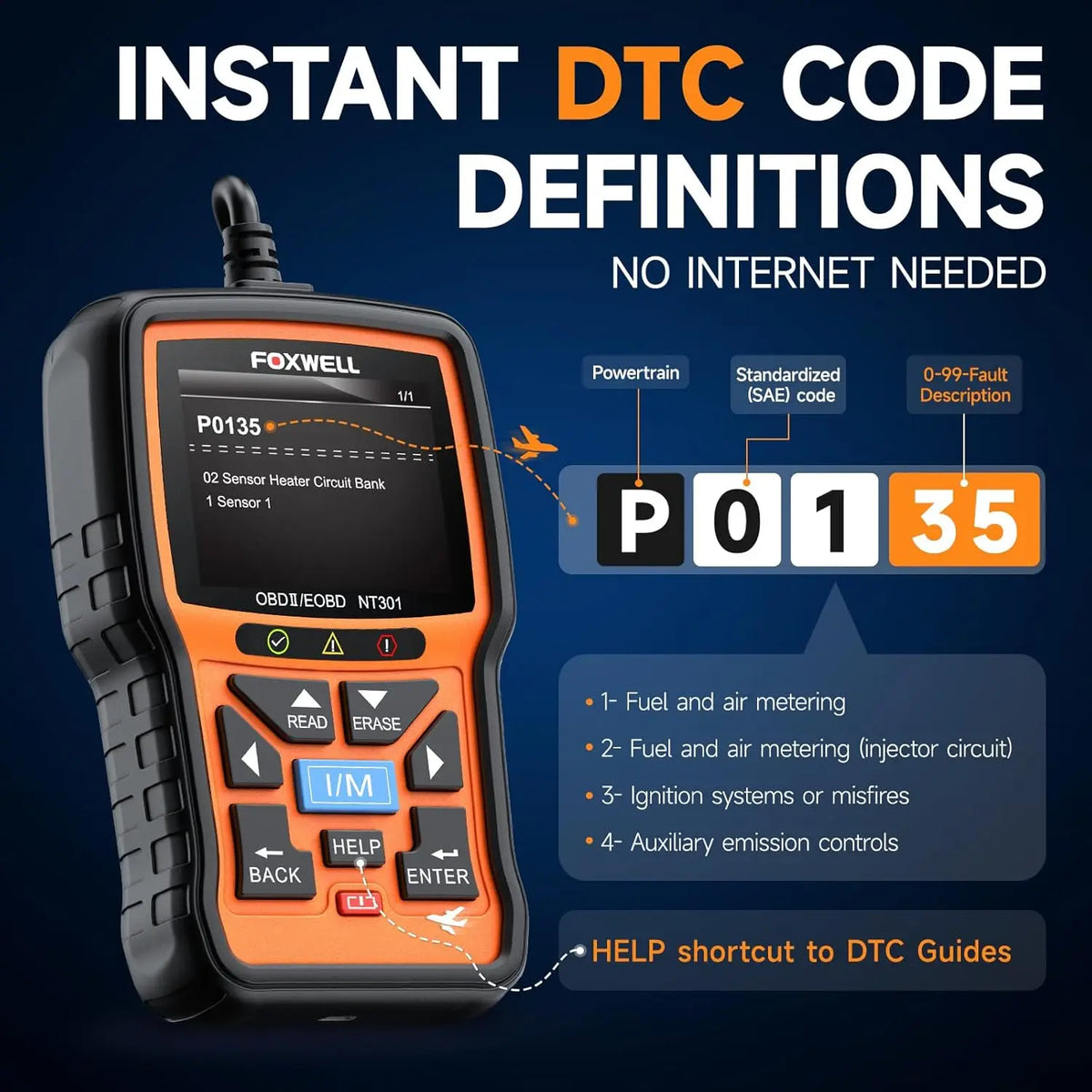 FOXWELL NT301 OBD2 Automotive Scanner Engine Code Reader Diagnostic Tool