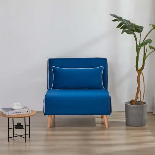 Modern Velvet Foldable Sofa Bed With Three Position Backrest Converts To Bed