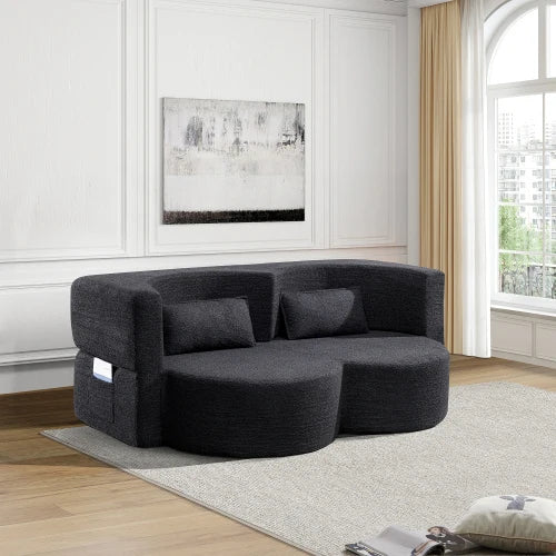 Folding Sofa Bed Futon With Bear Fabric Sleeper Living Room