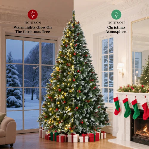 Pre Lit Pre Decorated Flocked Christmas Tree With Pine Cones