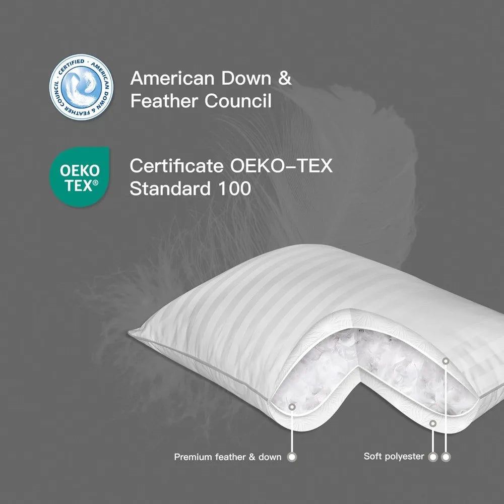 Hotel Grand White Luxury Feather Down Pillows Set of 2