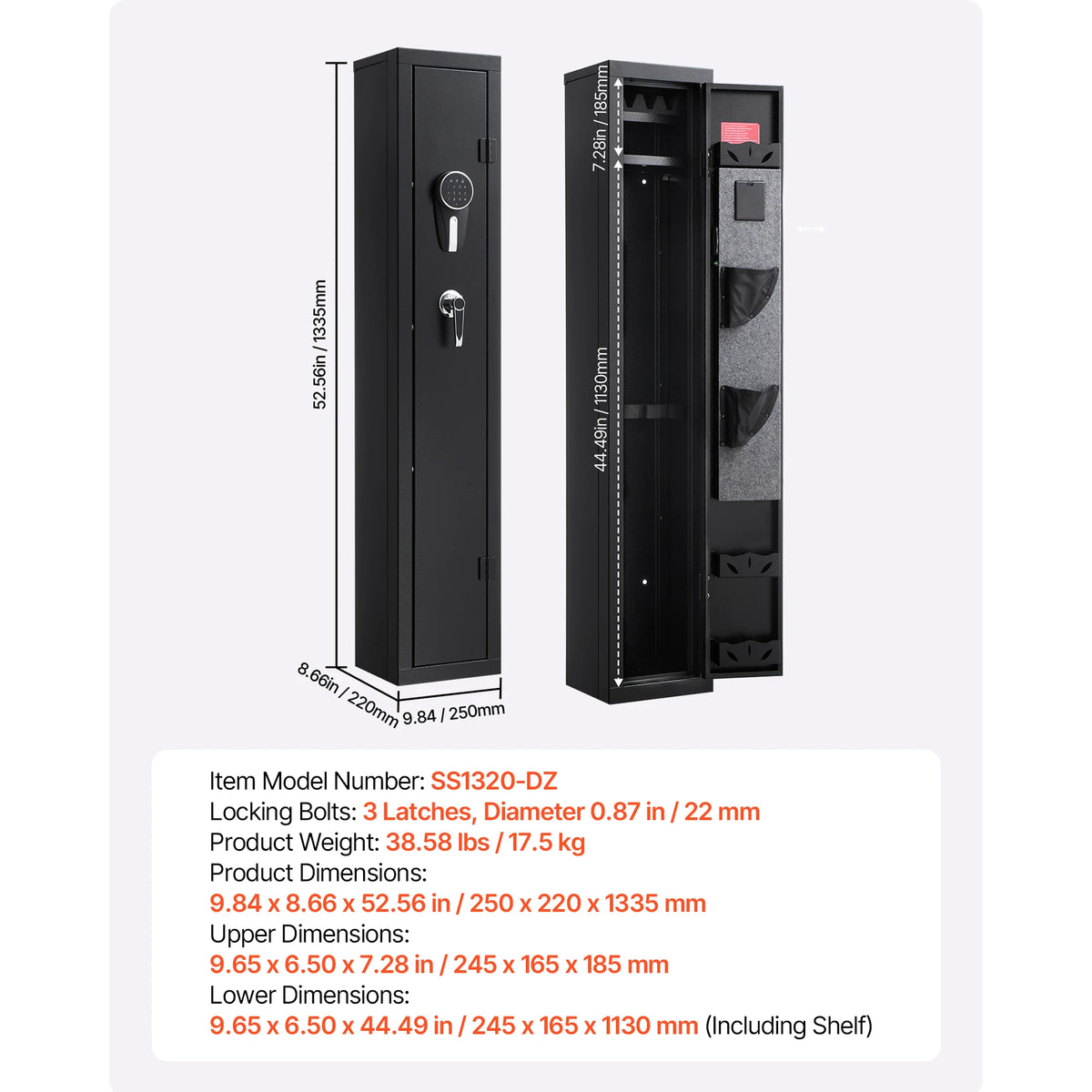 SucceBuy Steel Gun Safe With Keypad Adjustable Rifle Racks