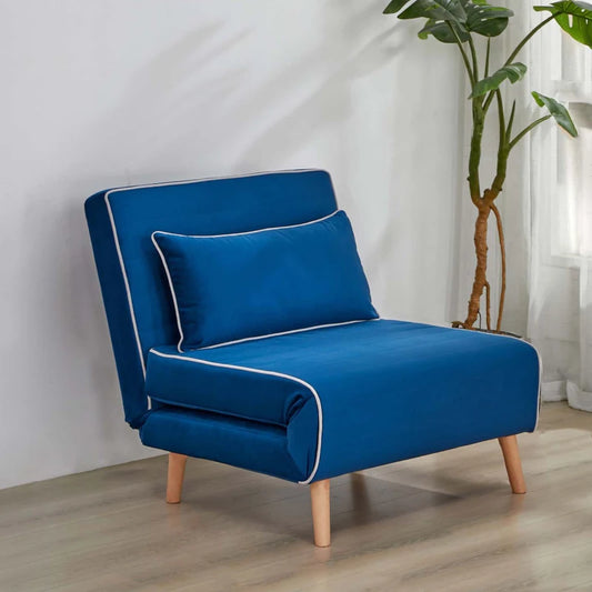 Modern Velvet Foldable Sofa Bed With Three Position Backrest Converts To Bed