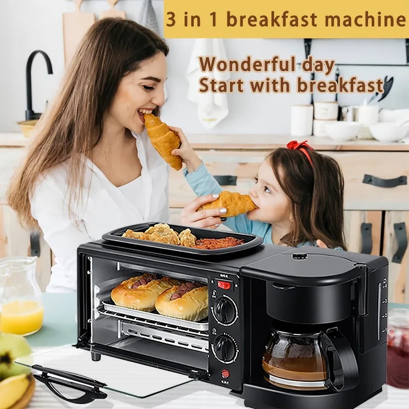 3-in-1 Breakfast Maker With Coffee Eggs Toast And Timer Functions