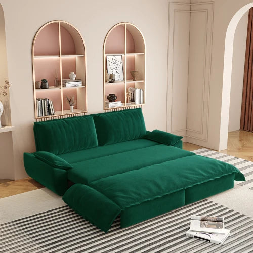 Convertible Velvet Sleeper Sofa Bed With Pull Out Design