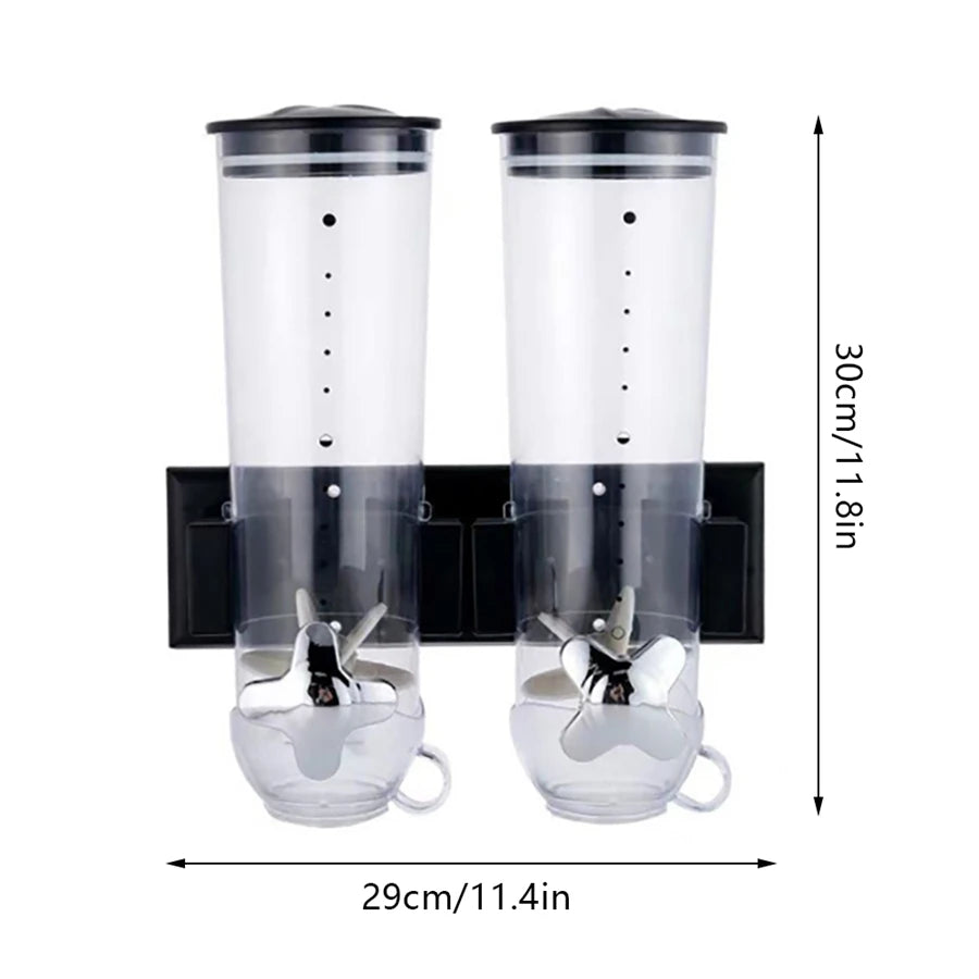 Wall Mounted 2 Barrel Cereal Dispenser For Grains And Beans