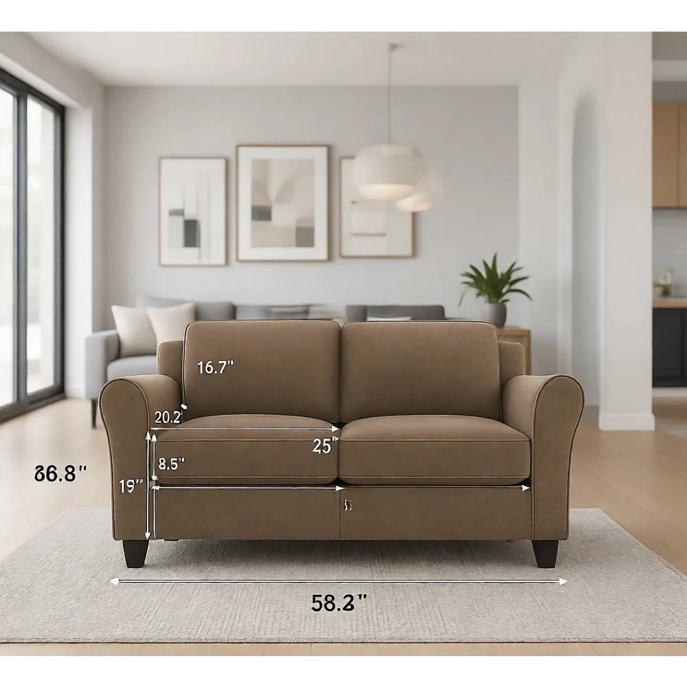 Modern Loveseat Sofa For Living Room With Thick Cushions