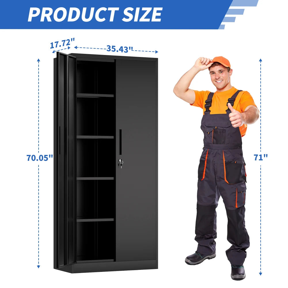 Heavy Duty Metal Garage Storage Cabinet With Doors And Shelves