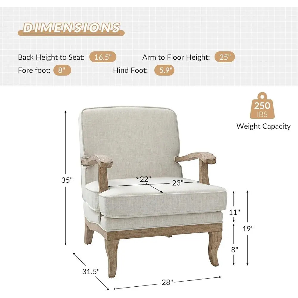 Mid Century Modern Upholstered Accent Chair With Solid Wood Legs