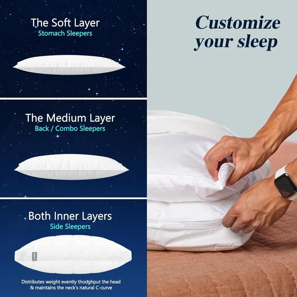 Cooling Adjustable Pillow For Side Sleepers Set Of 2 Hotel Collection