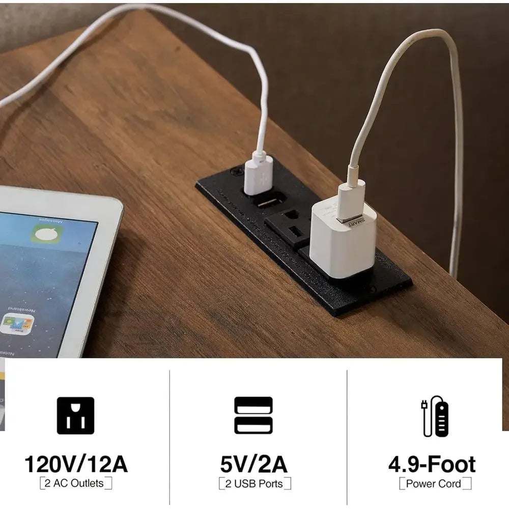 Sliding Door TV Stand Coffee Table End Tables Side Table With Charging Ports