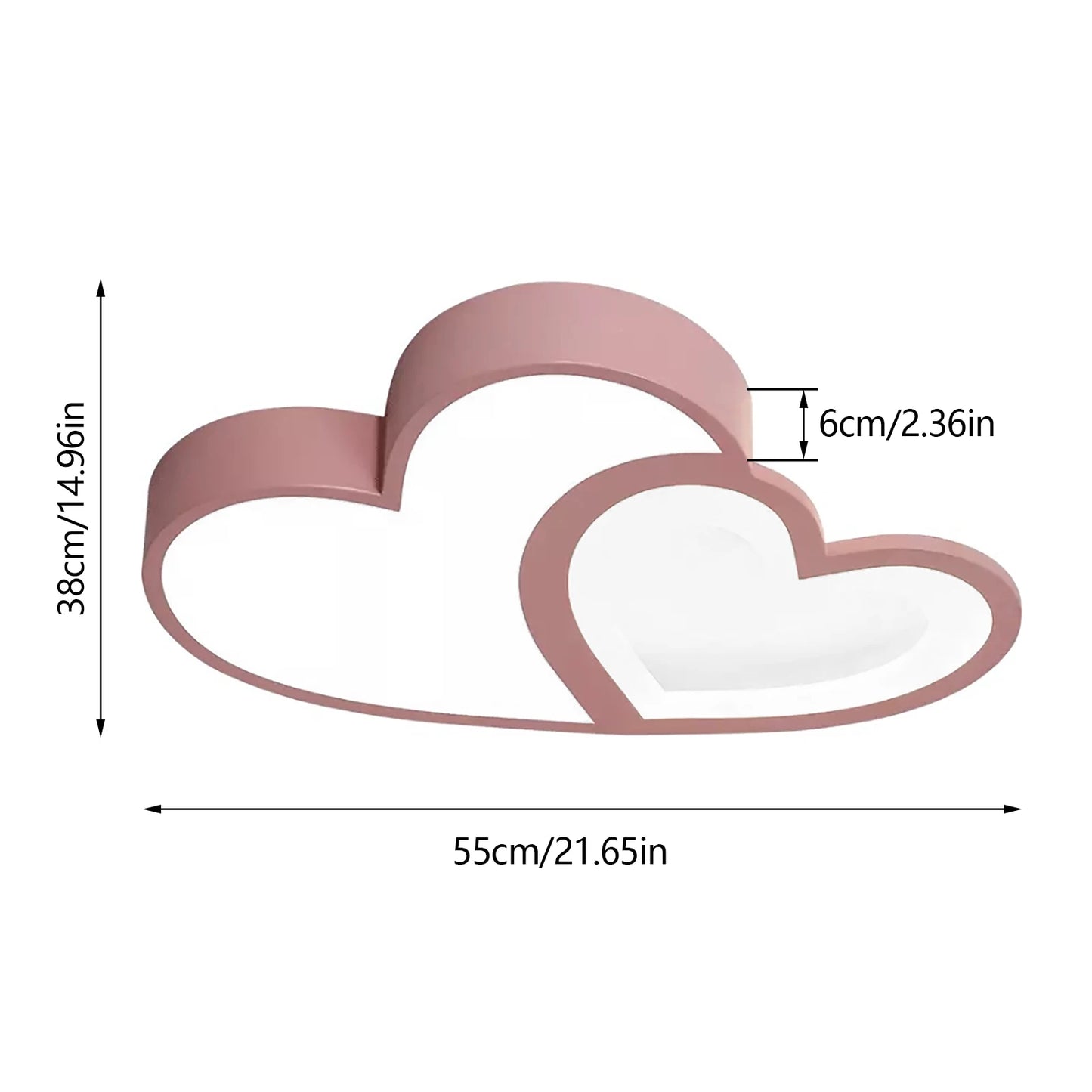 Heart Shaped LED Ceiling Light With Remote Dimmable Kids Room